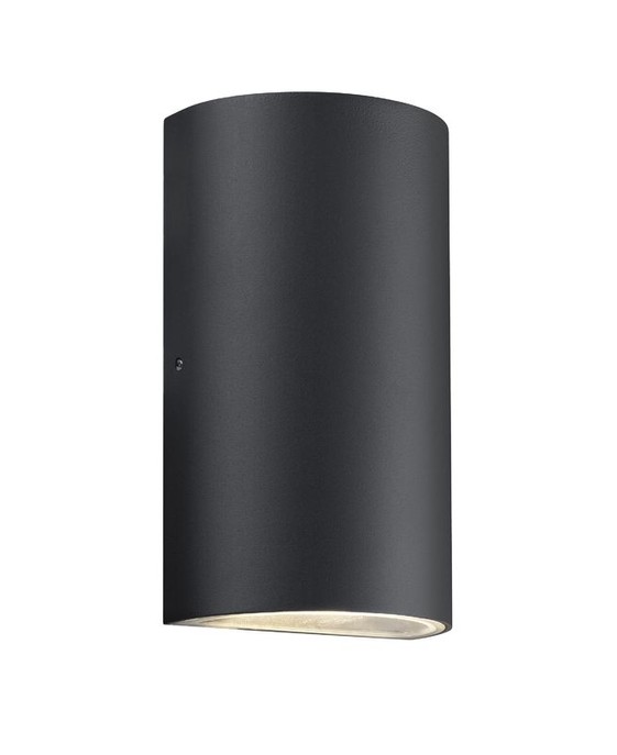 Minimalistické venkovní nástěnné LED svítidlo okrouhlého tvaru v černém a pískovém provedení obousměrně osvětlující prostor
