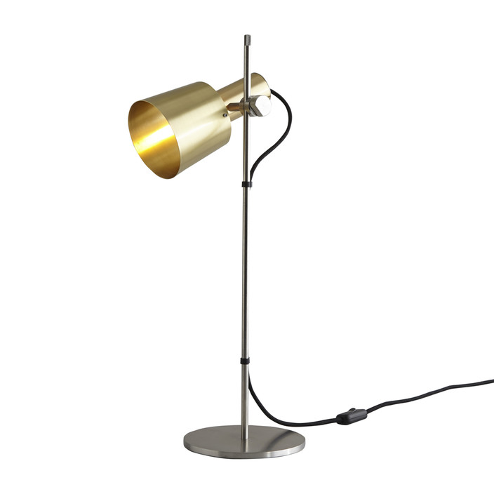 Stylová stolní lampička Chester od Original BTC. Čisté linie, ideální osvětlení pracovního stolu (mosaz, nerezová ocel)