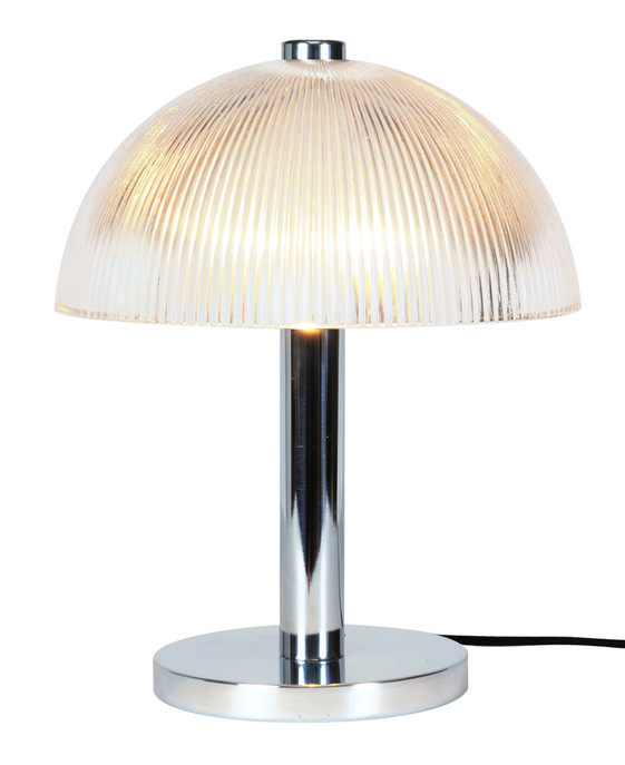 Stolní lampička Cosmo Prismatic od Original BTC, design skleněné polokoule s vroubkovaným povrchem. 