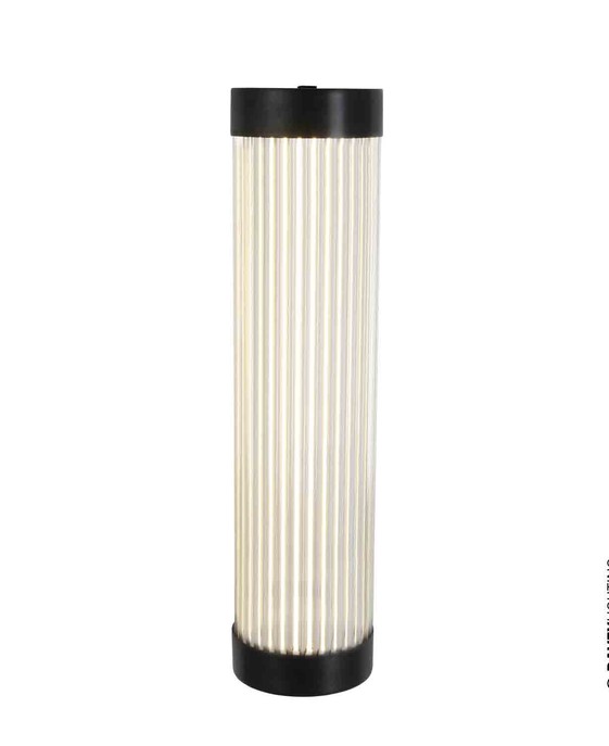 Úzká nástěnná lampička Pillar od Original BTC. Čiré skleněné trubice. Základna a vršek kov. Art Deco styl, vhodná do koupelny 