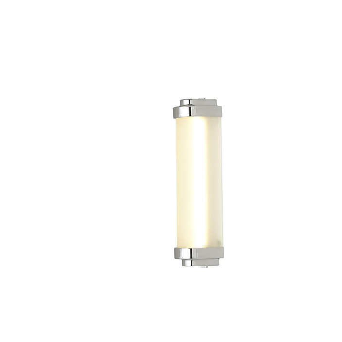 Lineární nástěnné LED svítidlo Cabin od Original BTC, ve třech variantách kovových zakončení, pískované sklo, krytí IP44, ve třech velikostech. (pochromovaná, pískované sklo)